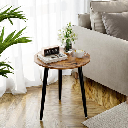 Beistelltisch Holz Klein Rund Skandinavischer Stil Vintage Braun