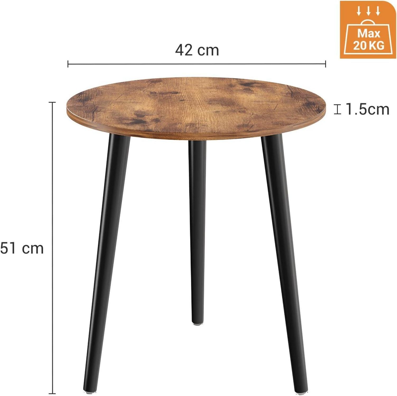 Runder Beistelltisch Holz Skandinavischer Stil Vintage Braun