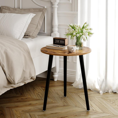 Beistelltisch Holz Klein Rund Skandinavischer Stil Vintage Braun