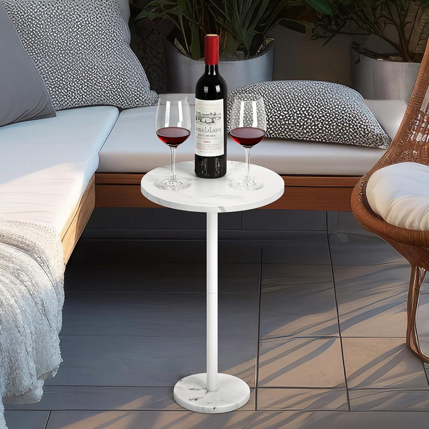 Kleiner Weißer Beistelltisch Marmorsockel 32CM Wohnzimmer Schlafzimmer