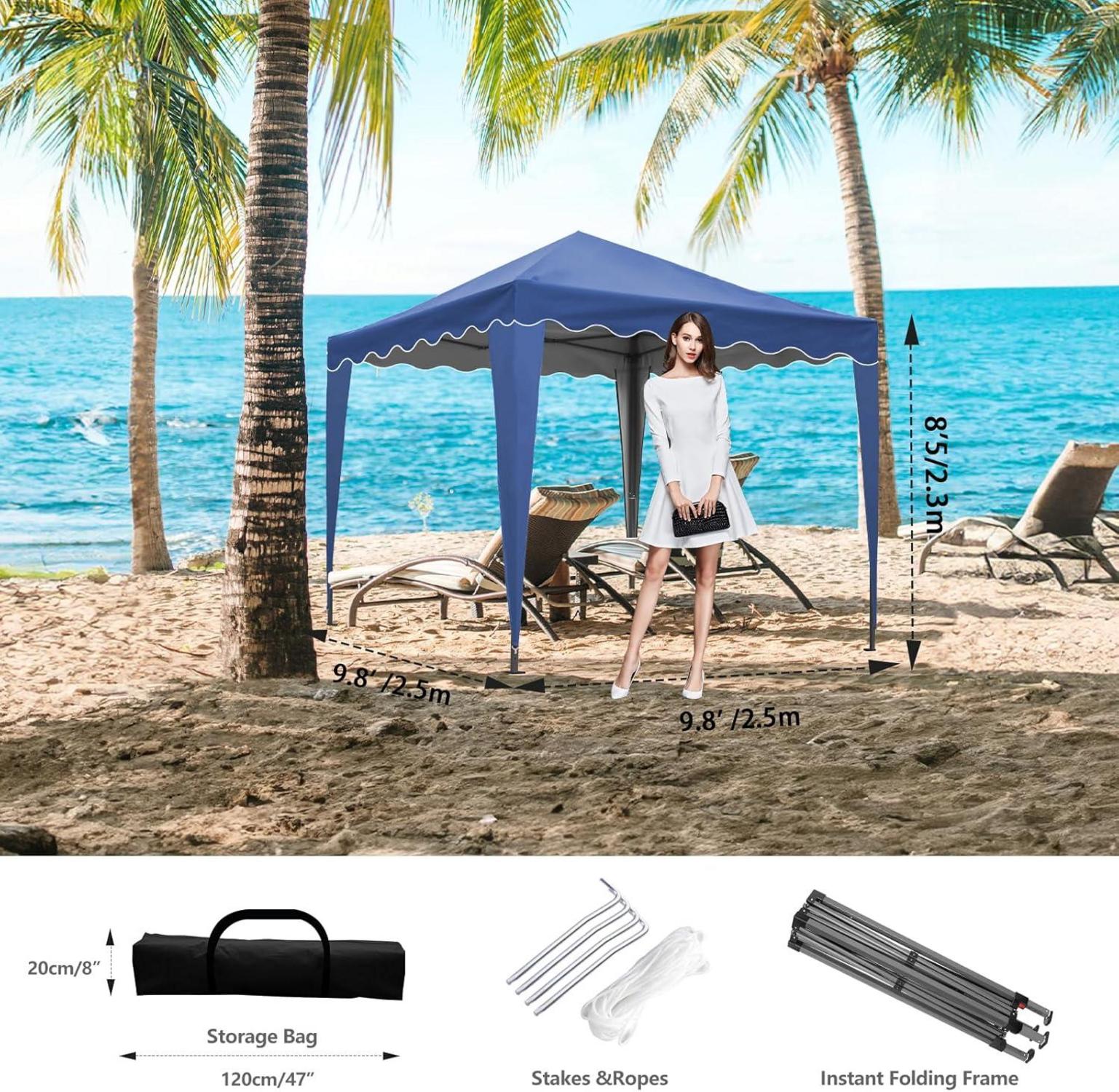 Pop-Up Pavillon mit UV-Schutz Wellenkante Blau - Outdoor Festzelt