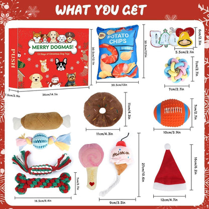 ANOTION 12 Tage Weihnachtshundspielzeug Adventskalender 2024