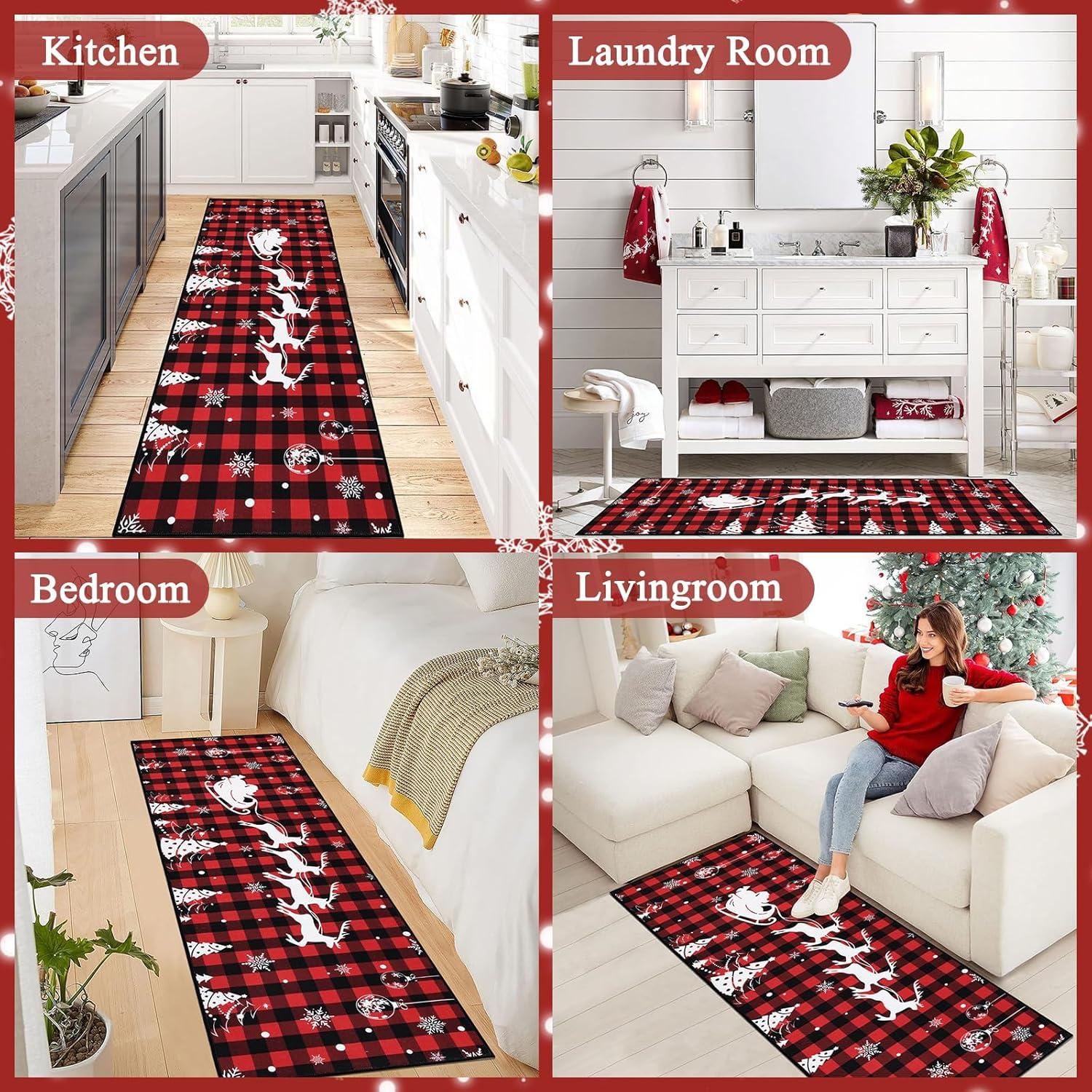 Weihnachts Läufer Teppich rutschfest Flauschig Weich Deko 60x180cm