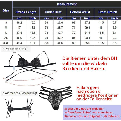 Avidlove Spitzen Dessous Set BH Slip Reizwäsche XS