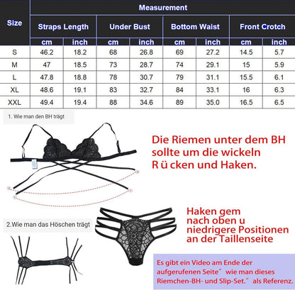 Avidlove Spitzen Reizwäsche Set Damen BH und Slip Marineblau XS