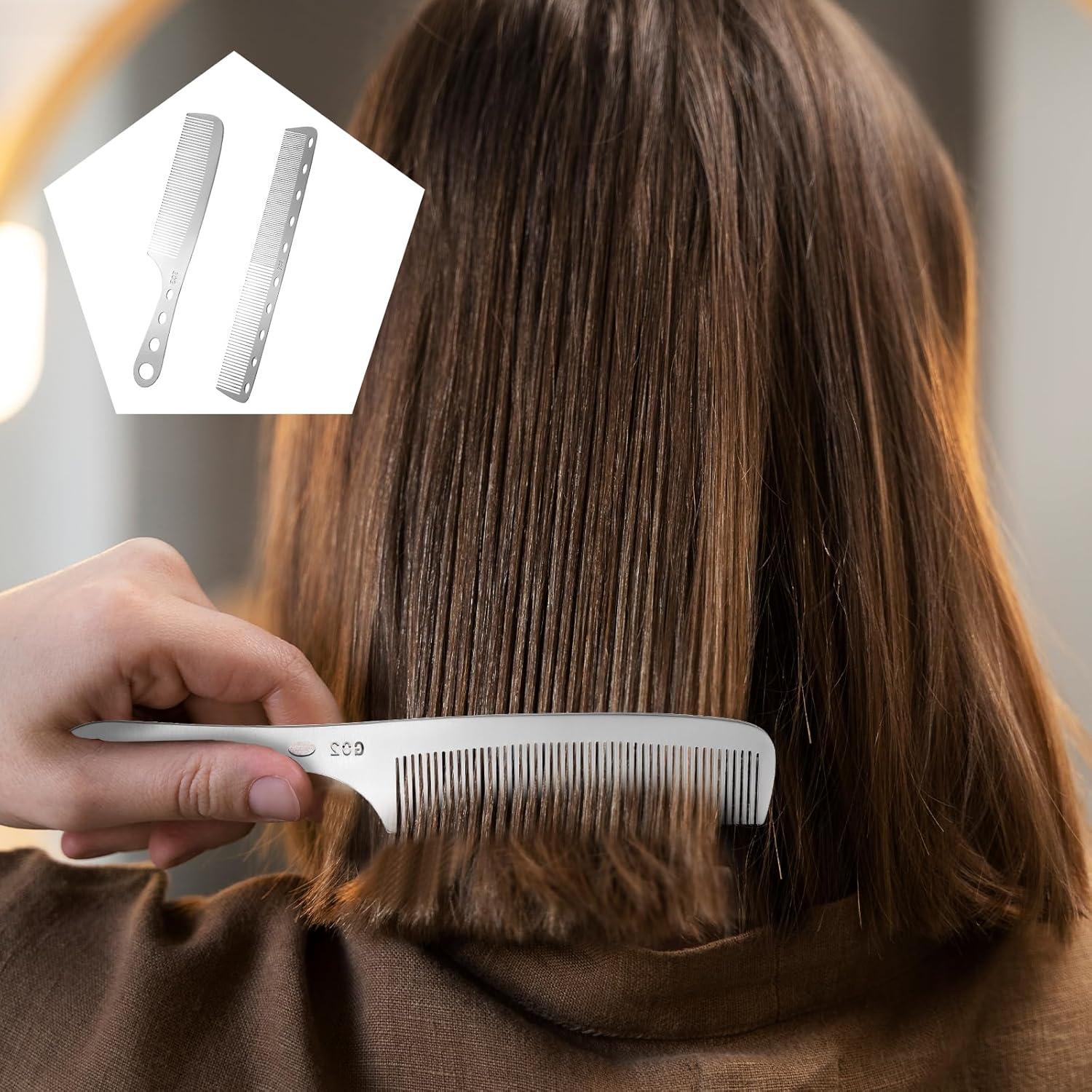 2 Stück Antistatischer Friseurkamm aus Edelstahl Hitzebeständiger Haarstyling