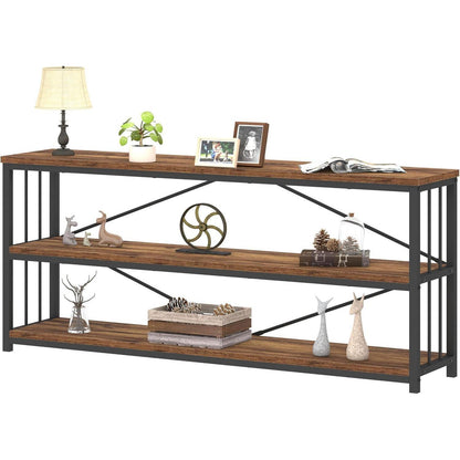 Konsolentisch Holz Bücherregal 3 Ebenen Wohnzimmer Flurregal