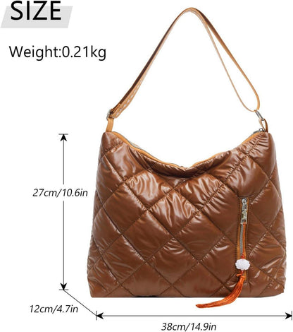 Damen Puffer Schultertasche Winter Baumwolle Uni Arbeit Einkaufen JANSBEN