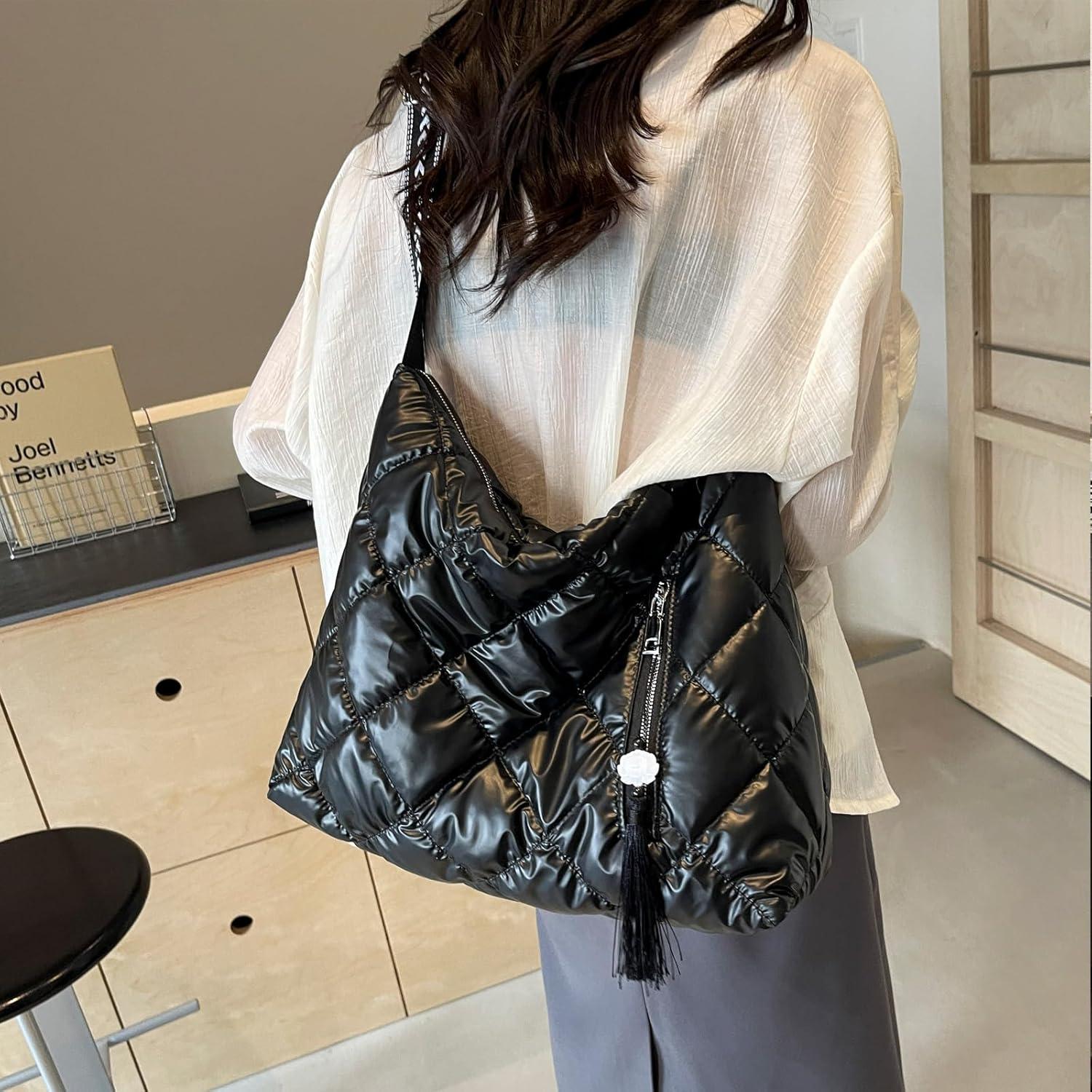 Damen Puffer Schultertasche Winter Baumwolle Uni Arbeit Einkaufen JANSBEN
