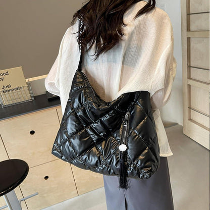 Damen Puffer Schultertasche Winter Baumwolle Uni Arbeit Einkaufen JANSBEN