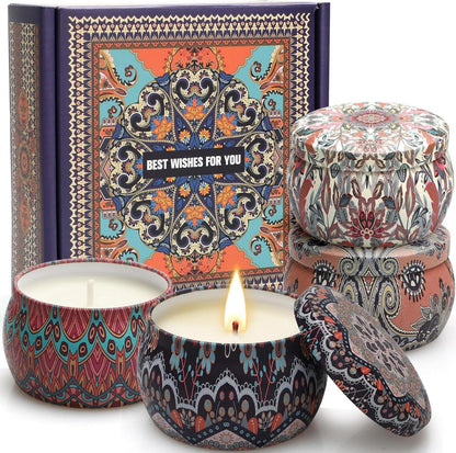 Duftkerzen Geschenkset 4 Stück Lavendel Aromatherapie Minze Orange