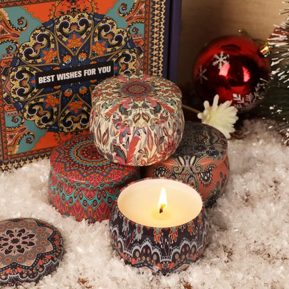Duftkerzen Geschenkset für Frauen 4 Stück Lavendel Orange Minze Feige