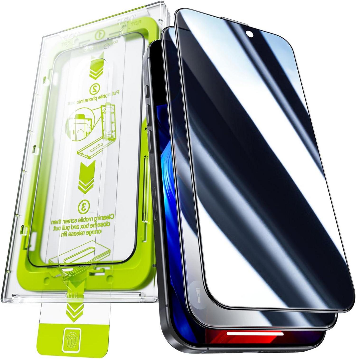 WSKEN iPhone 16 Pro Panzerglas Privacy Displayschutz 2 Stück