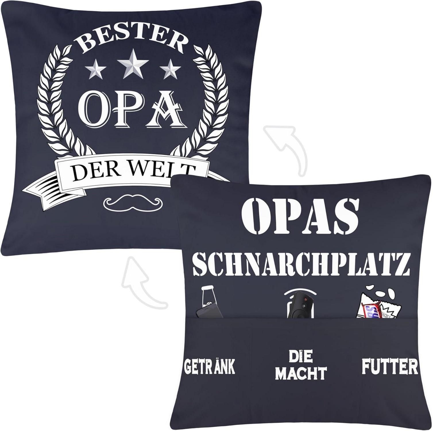 Geschenk Kissenbezug Opa 45x45 Weihnachten 3 Taschen Enkel Bester Opa