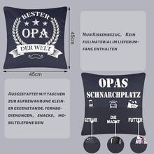 Kissenbezug für Opa mit 3 Taschen, 45x45 cm, Geschenk