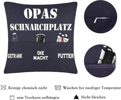 Geschenk Kissenbezug Opa 45x45 Weihnachten 3 Taschen Enkel Bester Opa
