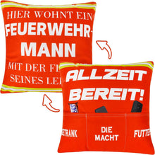 Feuerwehr Kissenbezug 45x45 mit 3 Taschen - Geschenk Feuerwehrmann