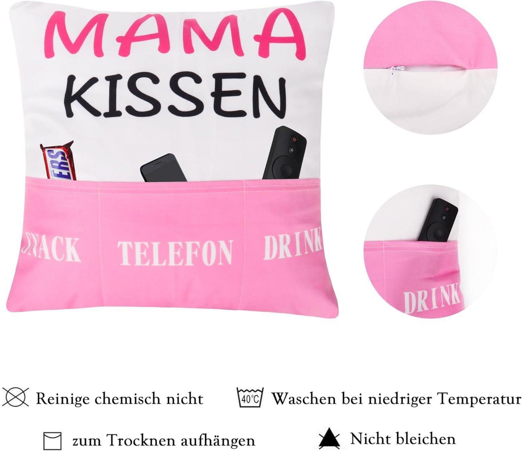 Geschenk für Mama Kissenbezug 45x45 mit 3 Taschen lustiges