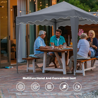 Pop-Up Pavillon mit UV-Schutz Wellenkante für Garten & Outdoor