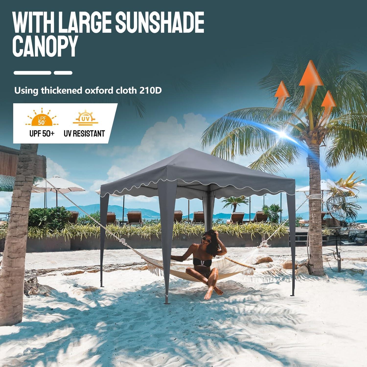 Sonnenblume Pavillon mit UV-Schutz und Wellenkante Grau