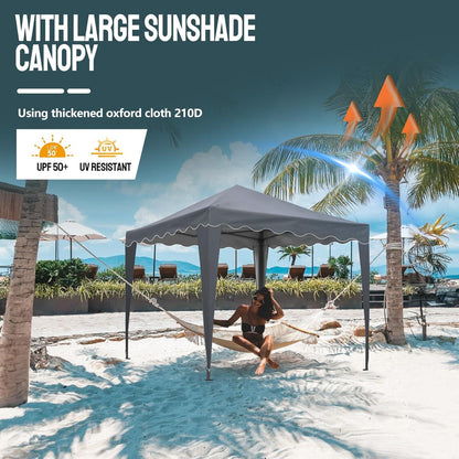 Sonnenblume Pavillon mit UV-Schutz und Wellenkante Grau