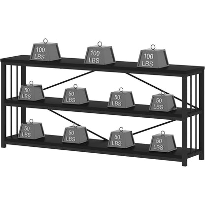 Konsolentisch Holz Bücherregal 3 Ebenen Schwarz 34x178x74 cm