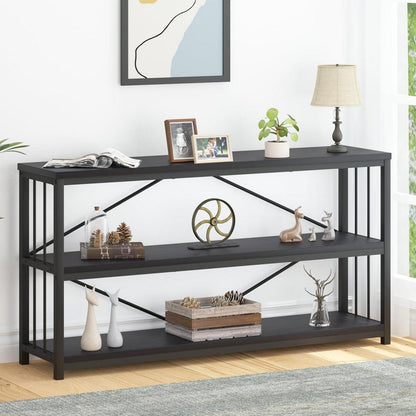Vielseitiges Standregal mit 3 Ebenen Holz Schwarz 34x178x74 cm