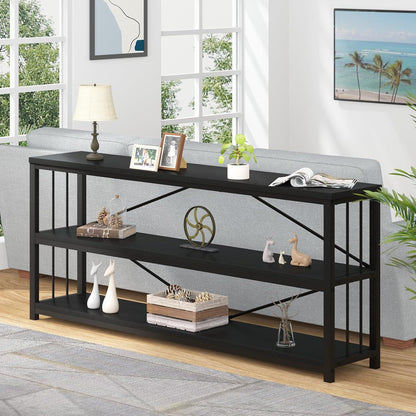 Vielseitiges Standregal mit 3 Ebenen Holz Schwarz 34x178x74 cm