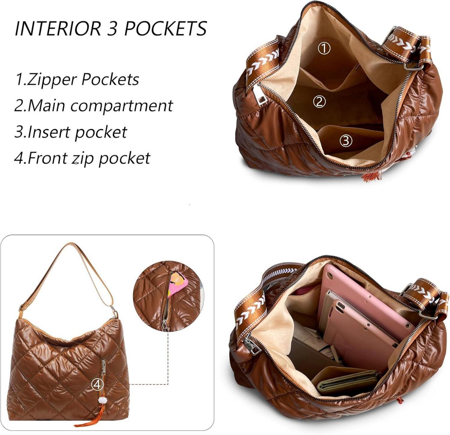 Gesteppte Puffer Schultertasche Damen wasserdicht Winter Umhängetasche