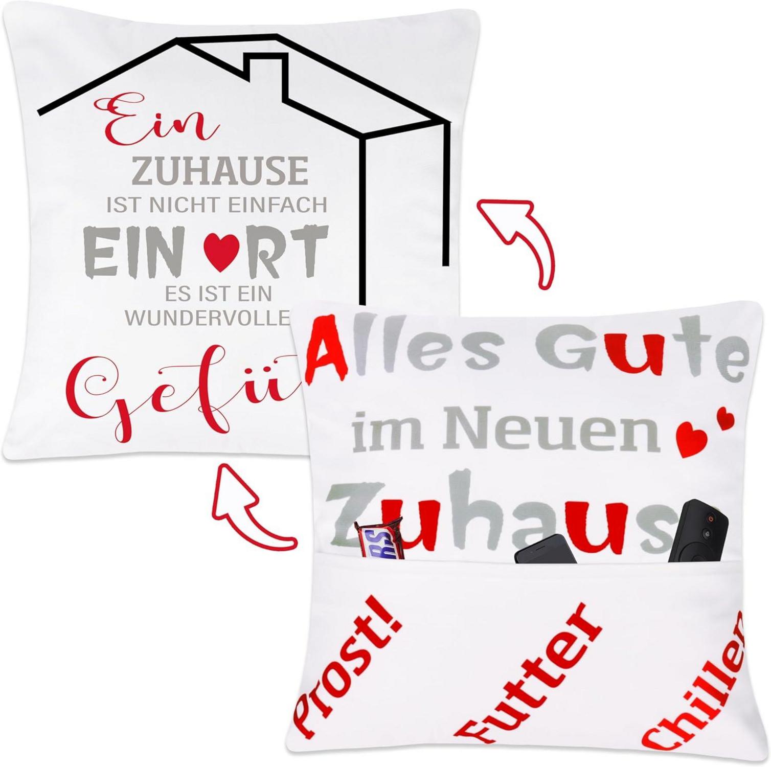 Kissenbezug Geschenk Einzug 45x45 Tasche Einzugsgeschenk Wohnung Haus
