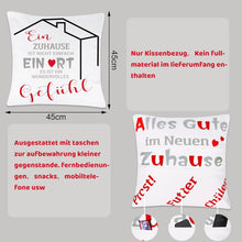 Kissenbezug Geschenk Einzug 45x45cm mit 3 Taschen