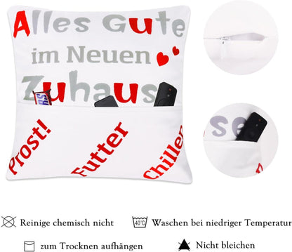 Kissenbezug Geschenk Einzug 45x45 Tasche Einzugsgeschenk Wohnung Haus
