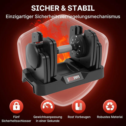 Verstellbare Hantel 18kg mit rutschfestem Griff für Zuhause