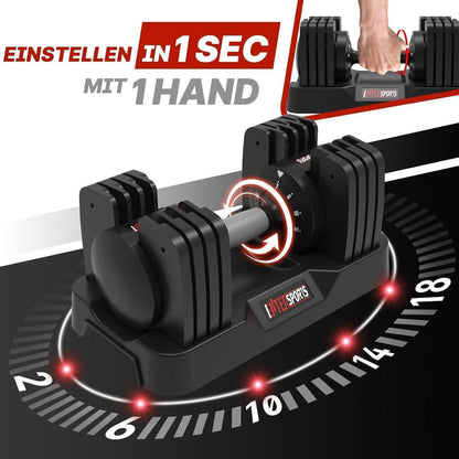 Verstellbare Hantel 18kg mit rutschfestem Griff für Zuhause