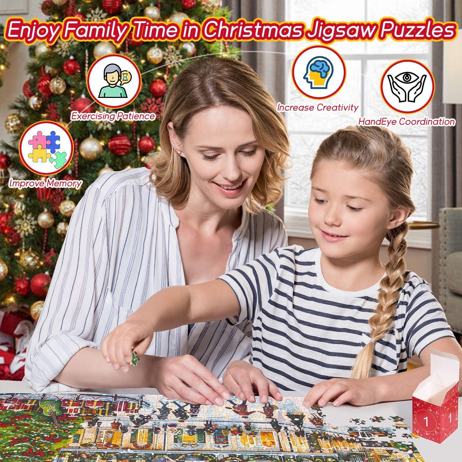 Adventskalender Puzzle 2024 Weihnachtsgeschenk 1008 Teile Jungen Mädchen
