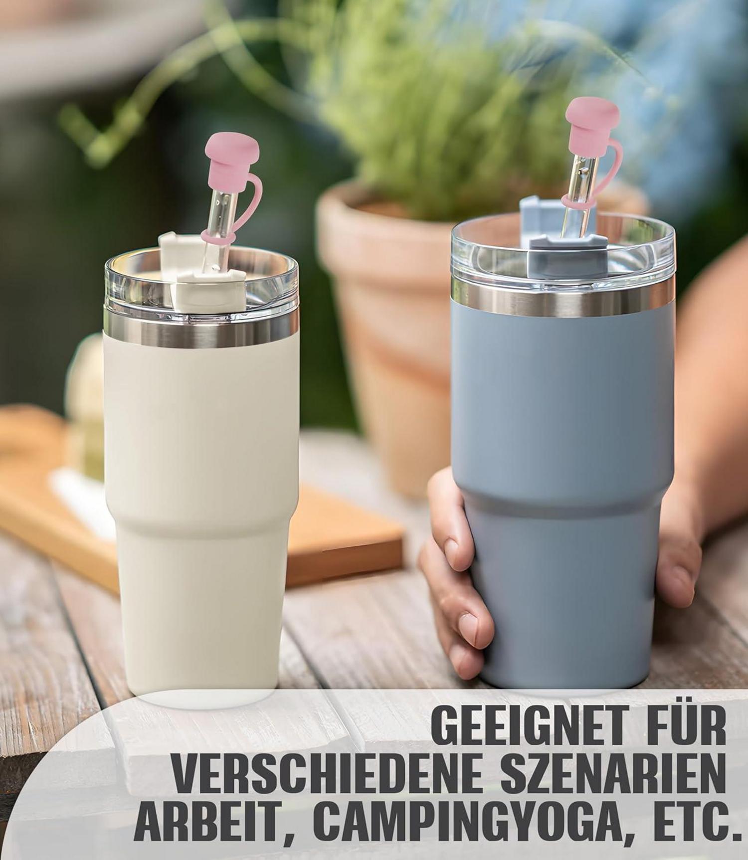 8stk 21,5cm Langer Strohhalm, Auslaufsicher, Reinigungsbürste, Rosa