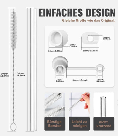 8stk 30cm Strohhalm mit Auslaufsicher Abdeckung für Stanley