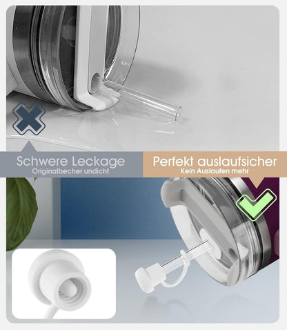 Strohhalm Set 8stk 30cm Auslaufsicher Abdeckung Reinigungsbürste Stanley Quencher