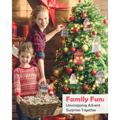 Adventskalender Kinder Stoff LED Geschenktüten Weihnachten