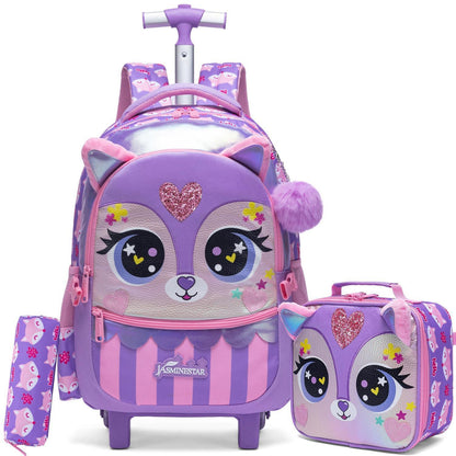 Schulranzen Trolley Mädchen Lila 1. Klasse mit Rollen Set