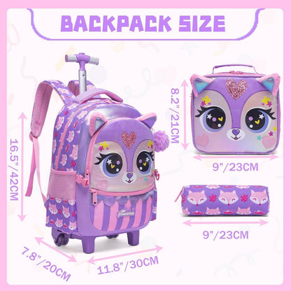 Schulranzen Trolley Mädchen Lila 1. Klasse mit Rollen Set