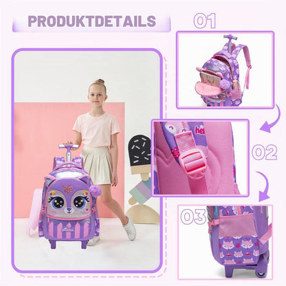 Schulranzen Trolley Mädchen Lila 1. Klasse mit Rollen Set