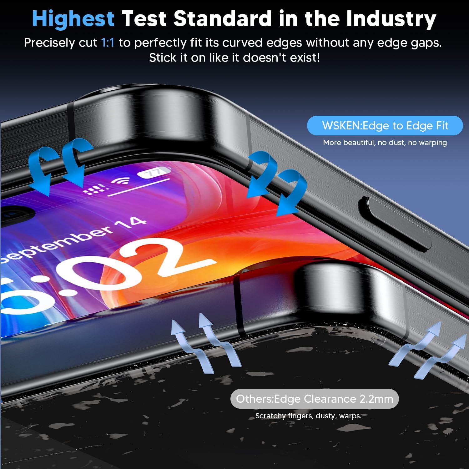 WSKEN iPhone 16 Plus Panzerglas Displayschutz 9H Schutzfolie 2 Stück