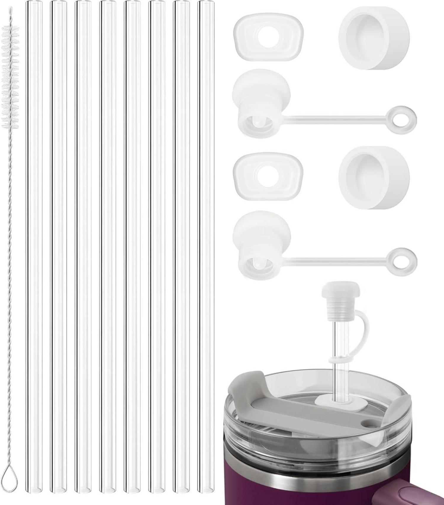 8 Stk 30cm Langes Transparentes Strohhalmset mit Auslaufsicherer