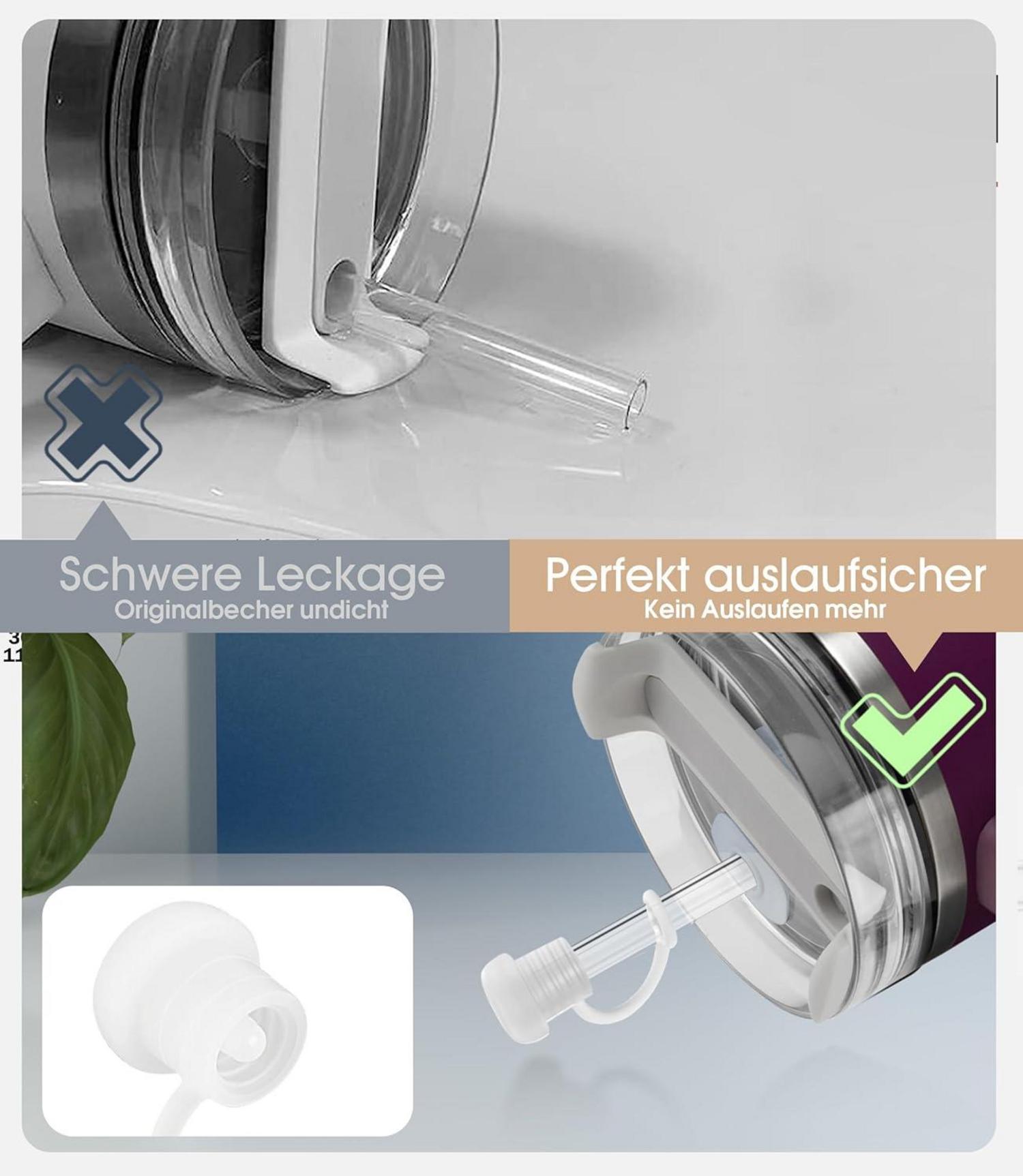 Nearockle 8stk Strohhalm 30cm mit Auslaufsicher Abdeckung und Reinigungsbürste - Transparent