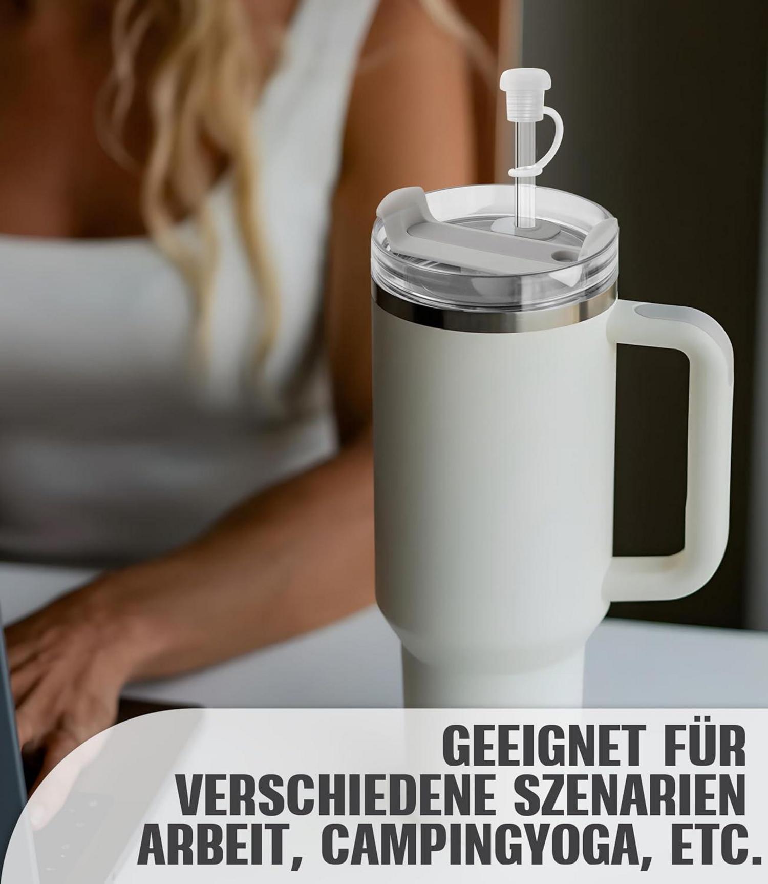 30 cm Strohhalm Set mit Auslaufsicher Abdeckung und Reinigungsbürste