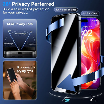 WSKEN Panzerglas Privacy Displayschutzfolie iPhone 16 Plus 15Plus 2