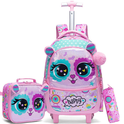 Schulranzen Trolley Mädchen 3tlg. Set mit Rollen
