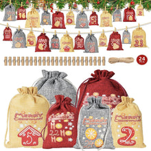 Adventskalender Stoffbeutel Holzklammern Hanfseil DIY 2 Größen