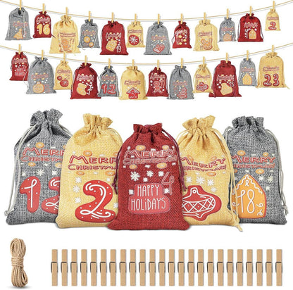 Adventskalender zum Befüllen mit Holzklammern und Hanfseil